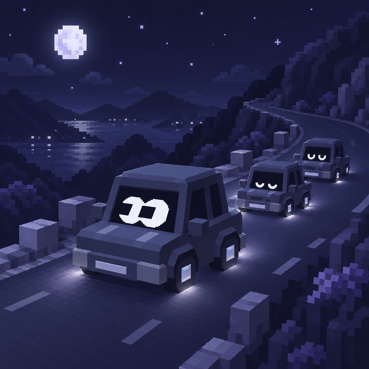 Familicar following an open road toward the horizon