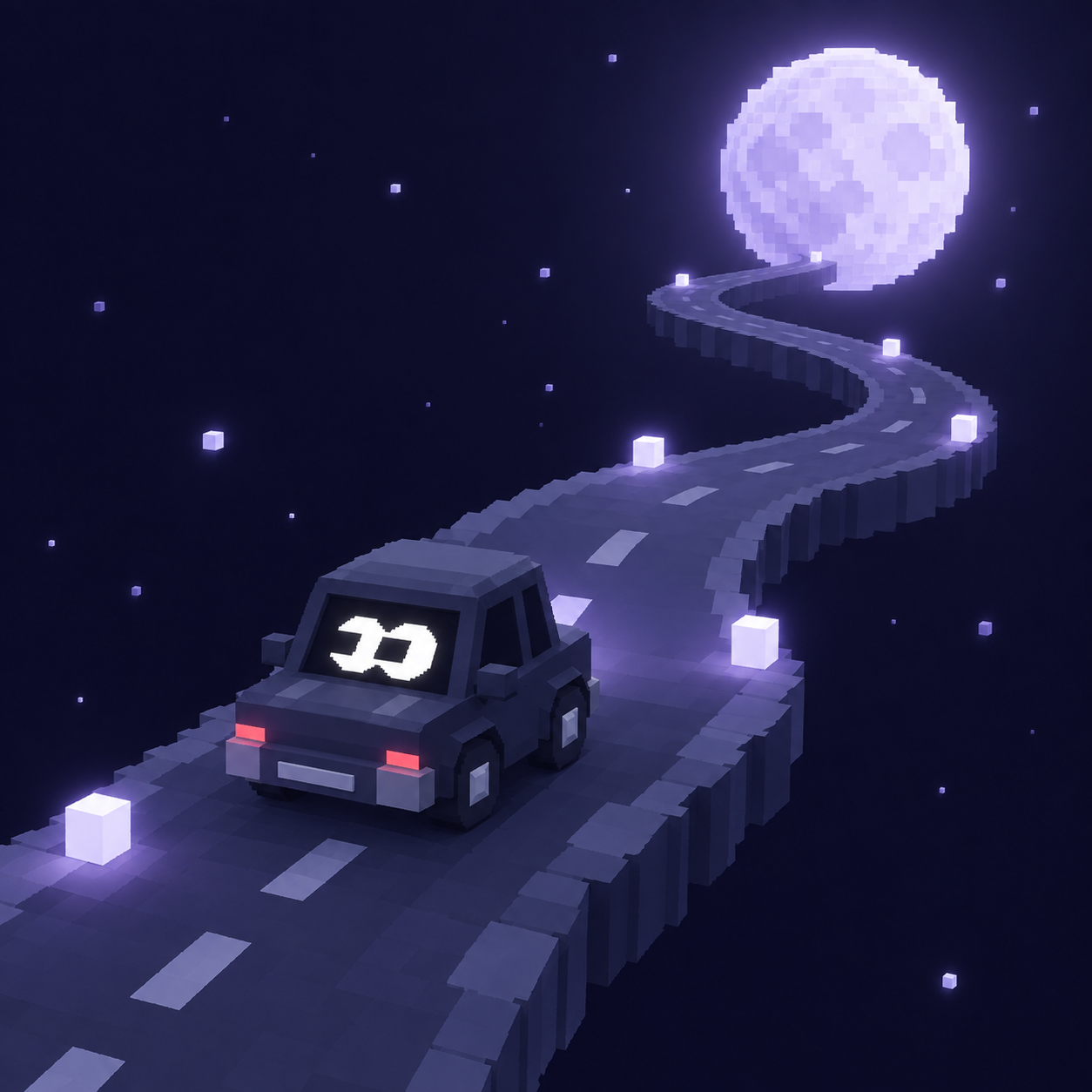 A glowing signal beside the night road